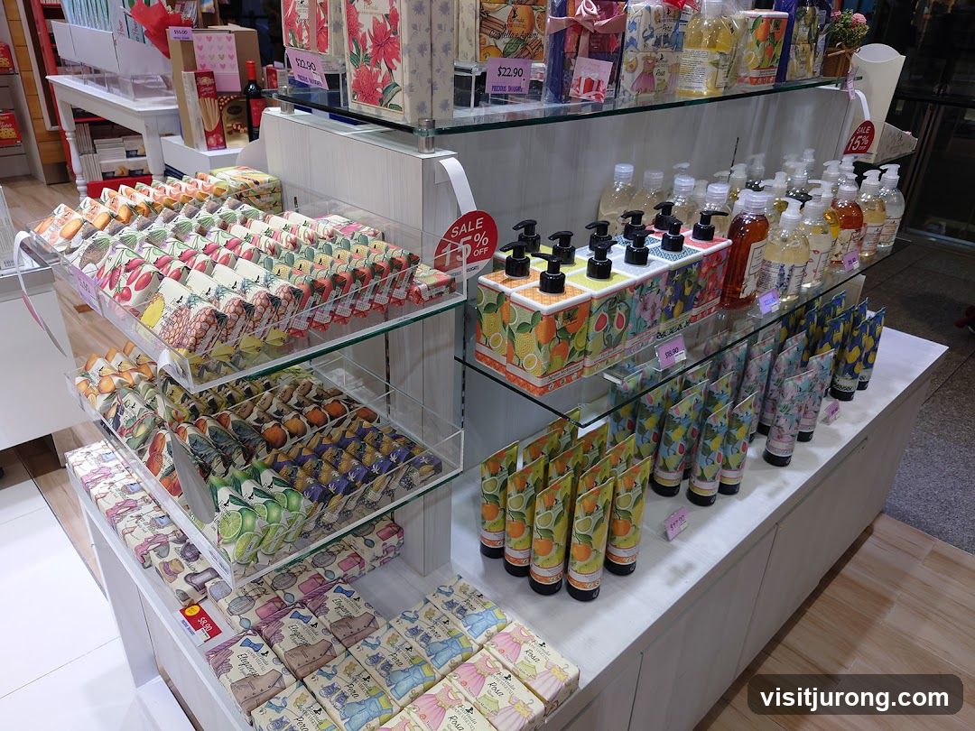 Display of soaps and lotions