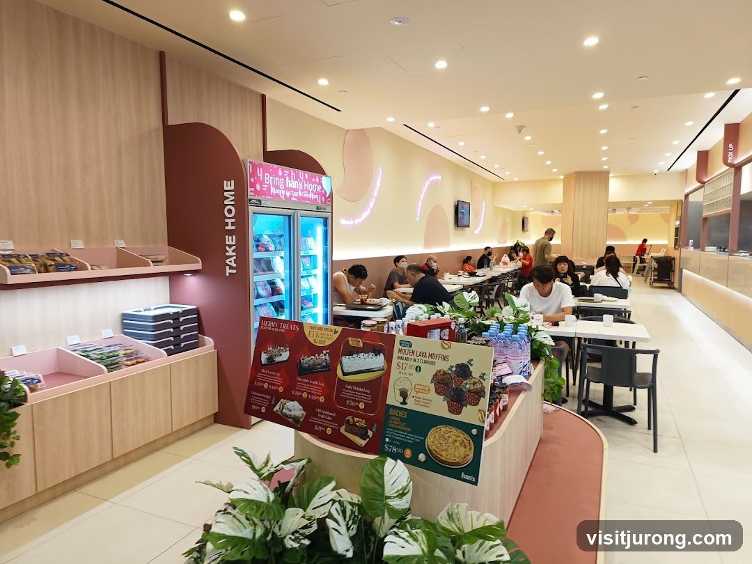 Interior of a cafe with customers dining