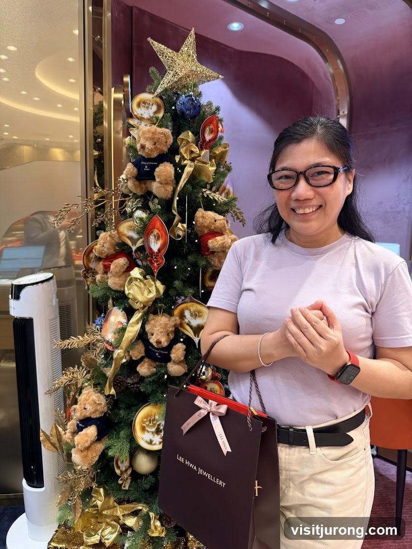 Woman with Shopping Bags and Christmas Tree
