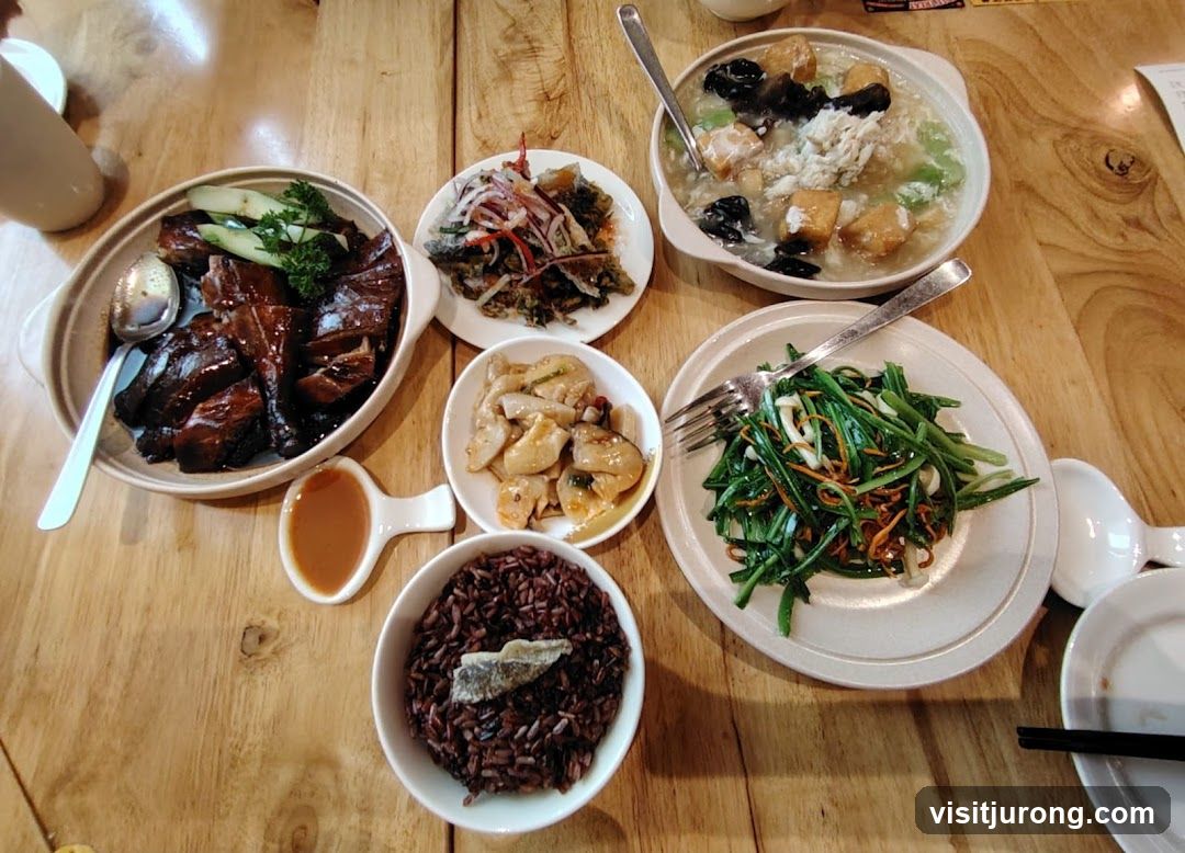 Various Dishes on a Wooden Table