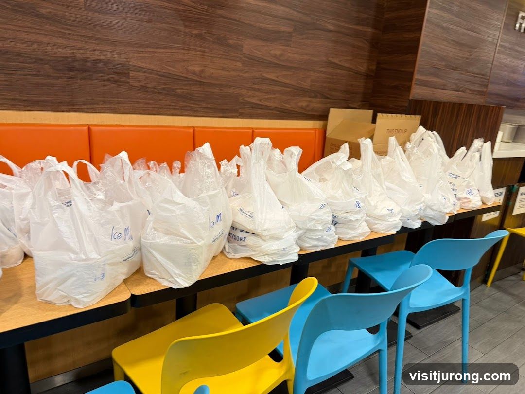 Takeout Bags Lined Up