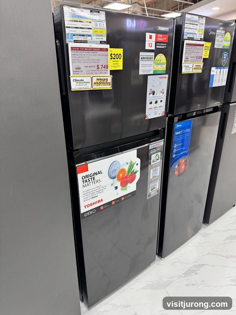 Refrigerators on display