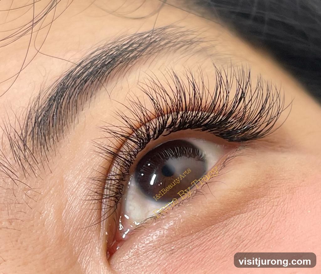 Close-up of an eye with dramatic eyelash extensions