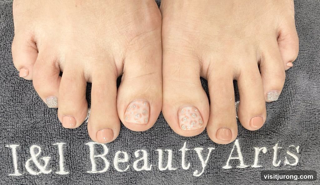 Pedicure with Glitter and Leopard Print Accents