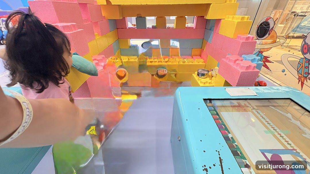Child playing with large building blocks