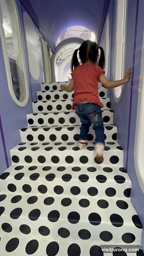 Child Climbing Polka Dot Stairs
