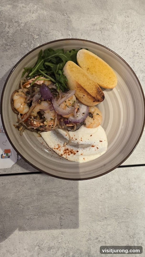 Shrimp and Onion Dish with Bread