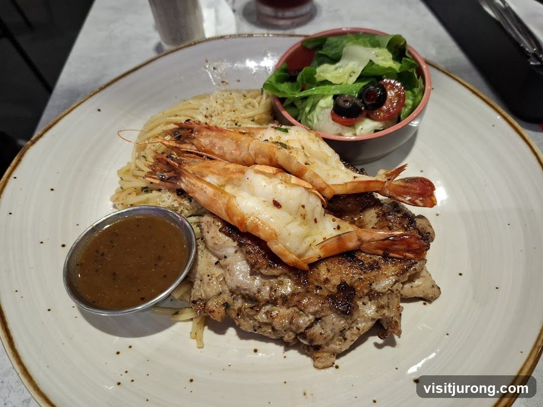 Grilled Chicken and Shrimp Pasta