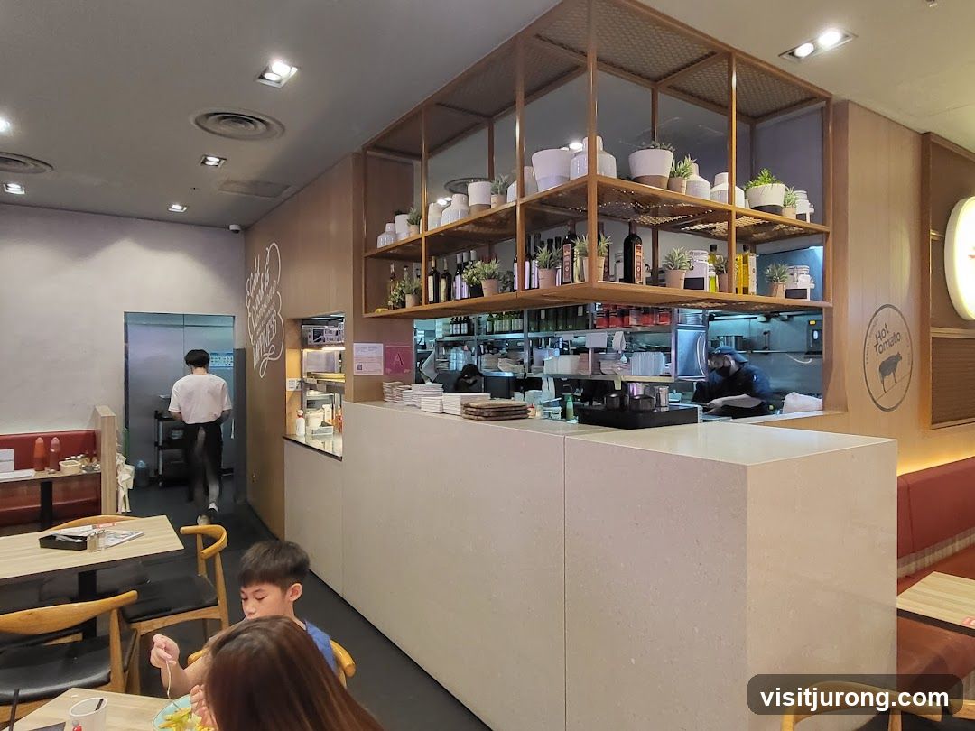 Restaurant Interior with Open Kitchen