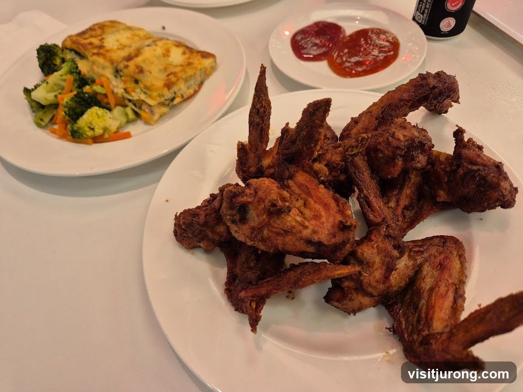 Fried Chicken Wings and Vegetable Dish