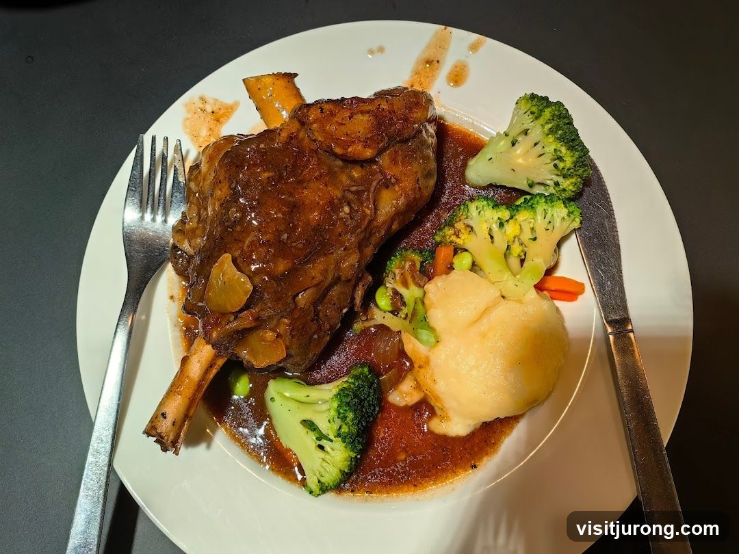 Braised Lamb Shank with Mashed Potatoes and Vegetables