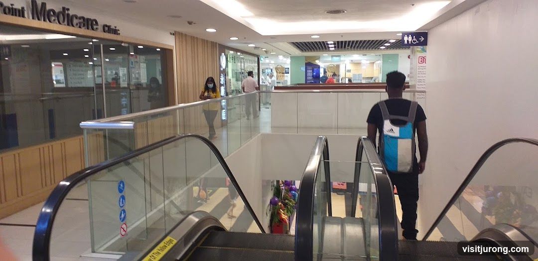 People on Escalators in a Mall