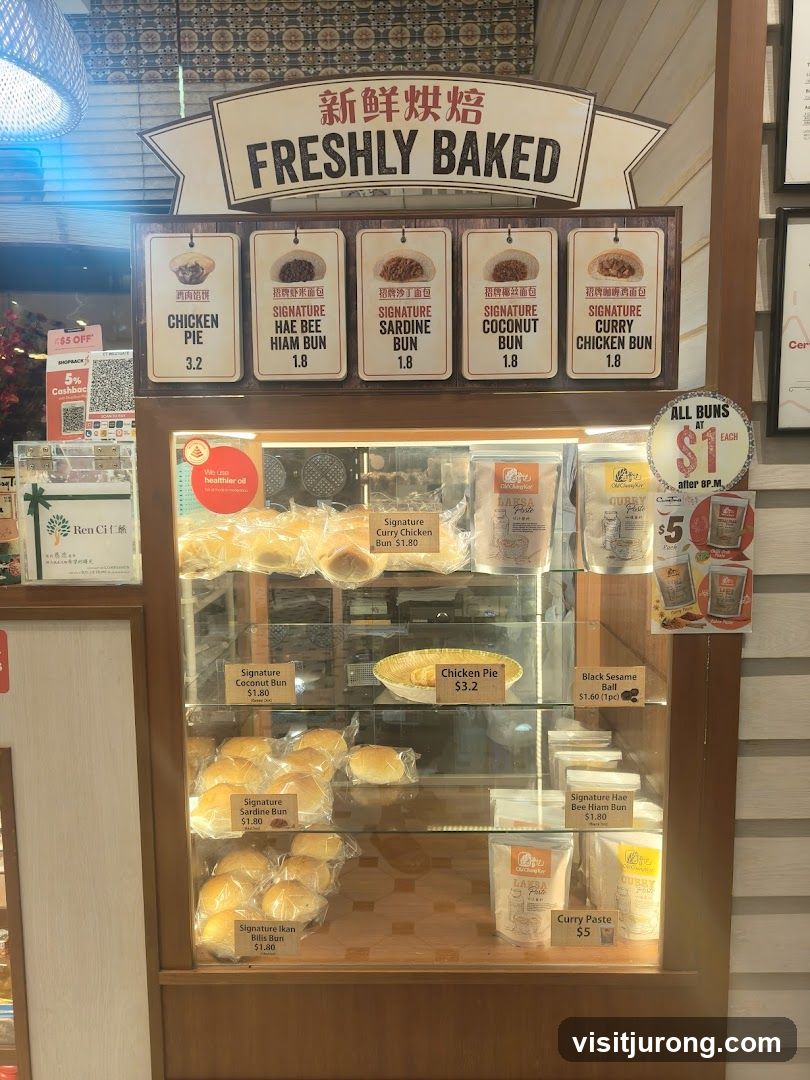 Freshly Baked Buns and Pies Display