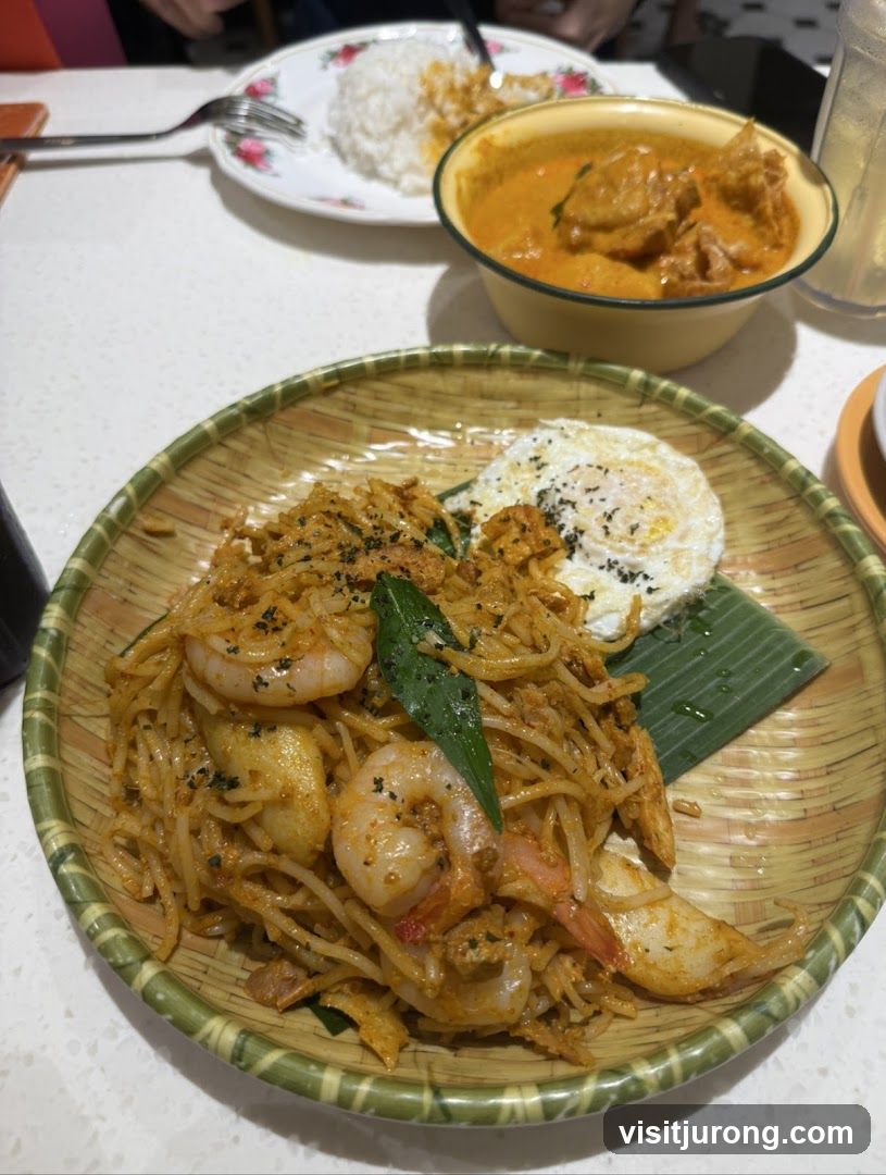 Noodles with Shrimp and Fried Egg