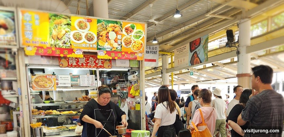 Food Stall with Menu and Customers
