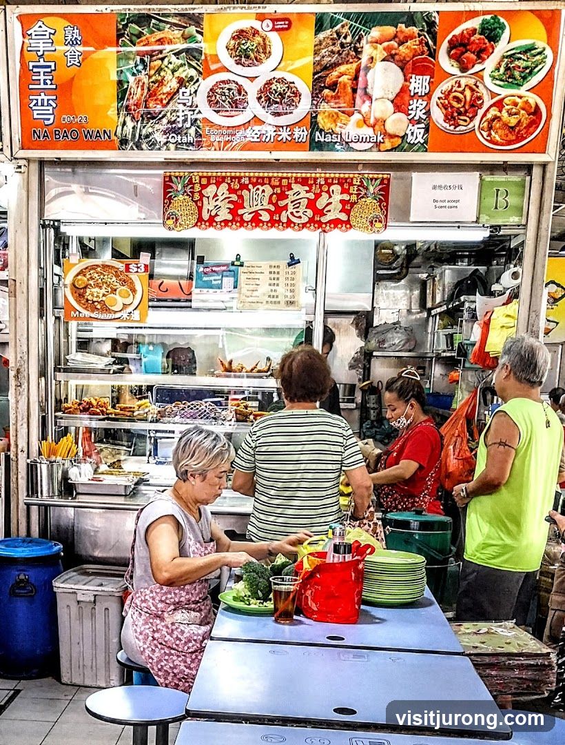 Food Stall with Menu and Diners