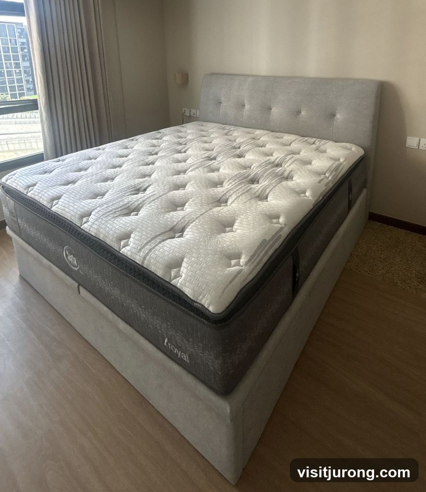 Mattress on a bed frame