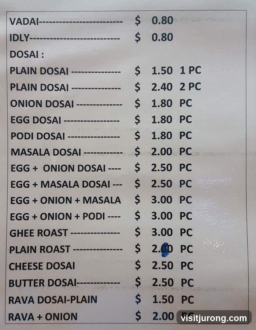 Dosai Menu