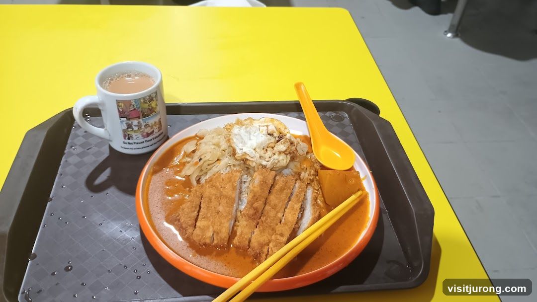 Curry Rice with Fried Egg and Tea