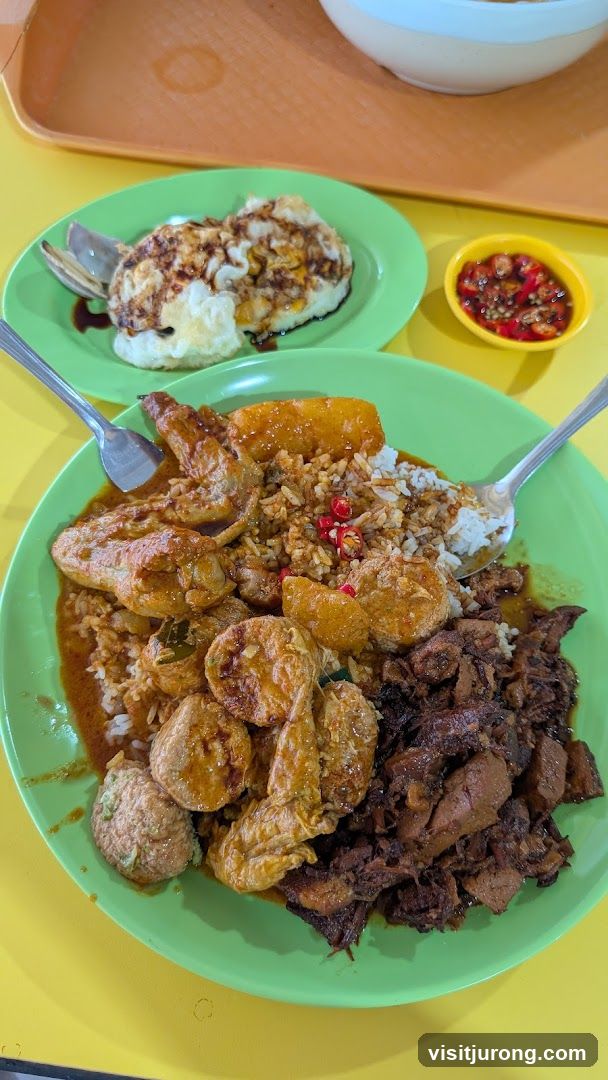 Plate of Rice with Various Toppings