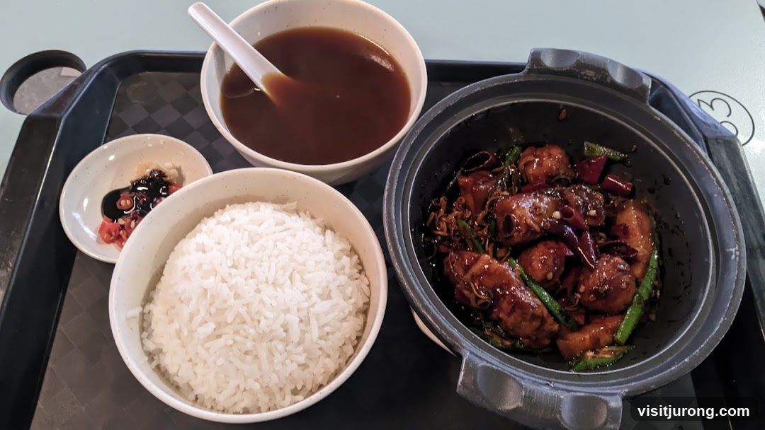 Claypot dish with rice and soup