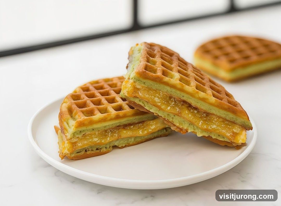 Matcha Waffles with Caramel Filling