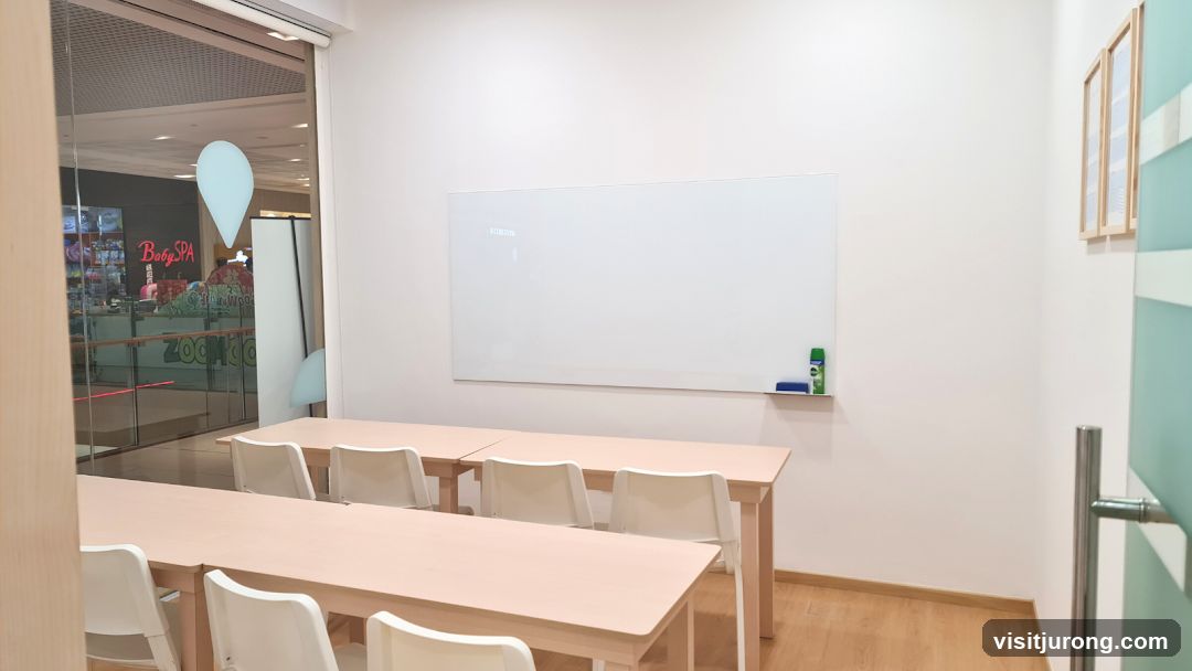 Classroom with tables and chairs