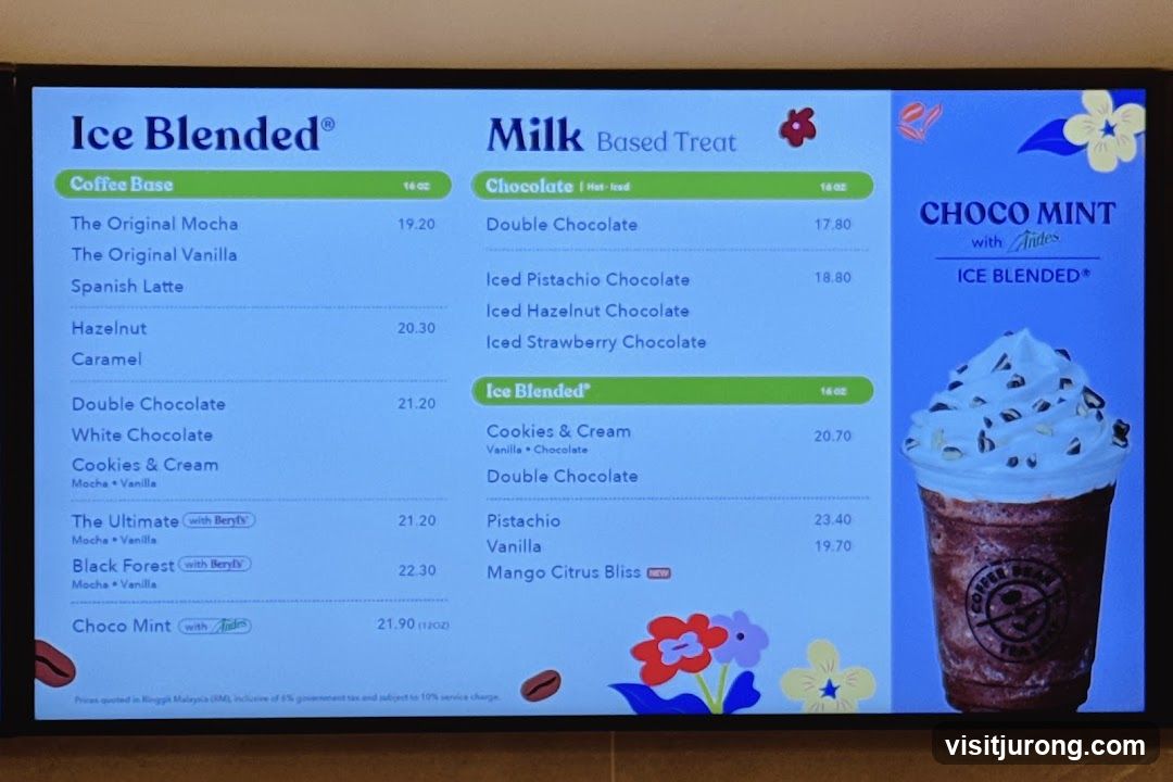 Ice Blended & Milk Based Treat Menu