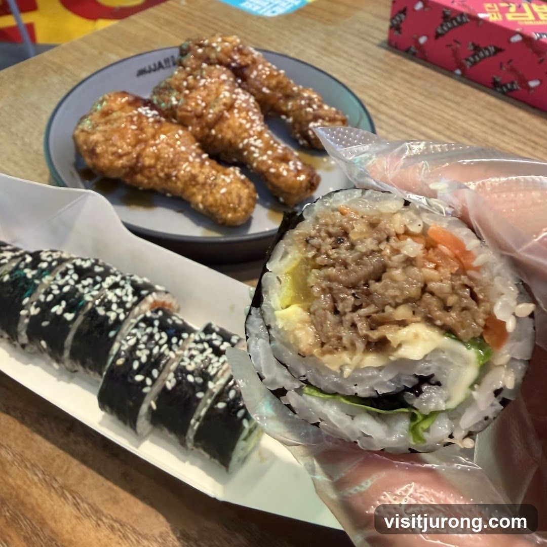 Korean Fried Chicken and Kimbap
