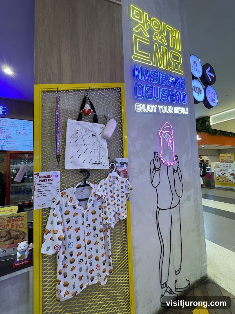 Food-themed merchandise and signage