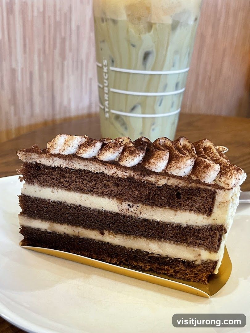 Tiramisu Cake and Iced Beverage