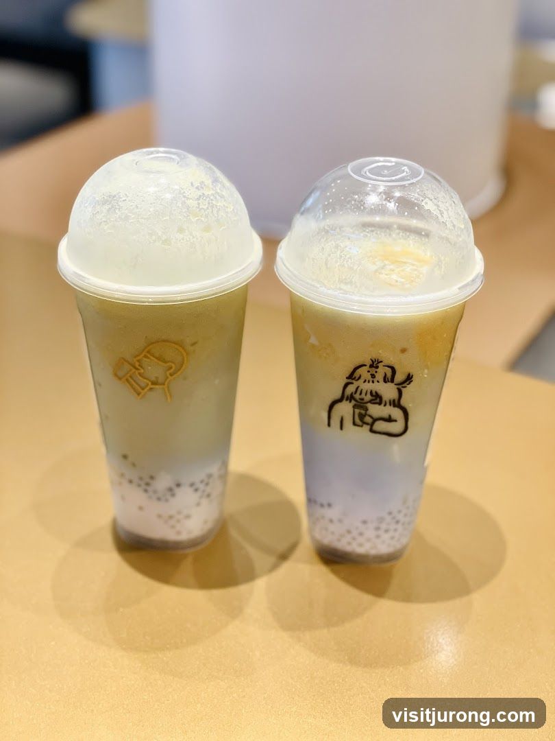 Two drinks with toppings