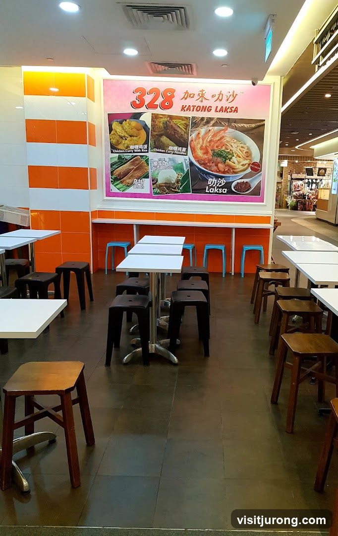 Restaurant Interior with Katong Laksa Advertisement