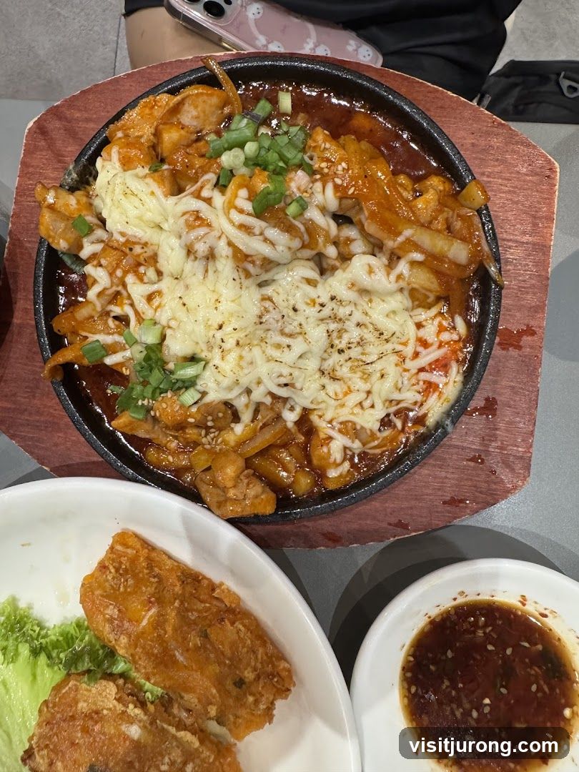 Spicy Chicken with Cheese and Fried Food
