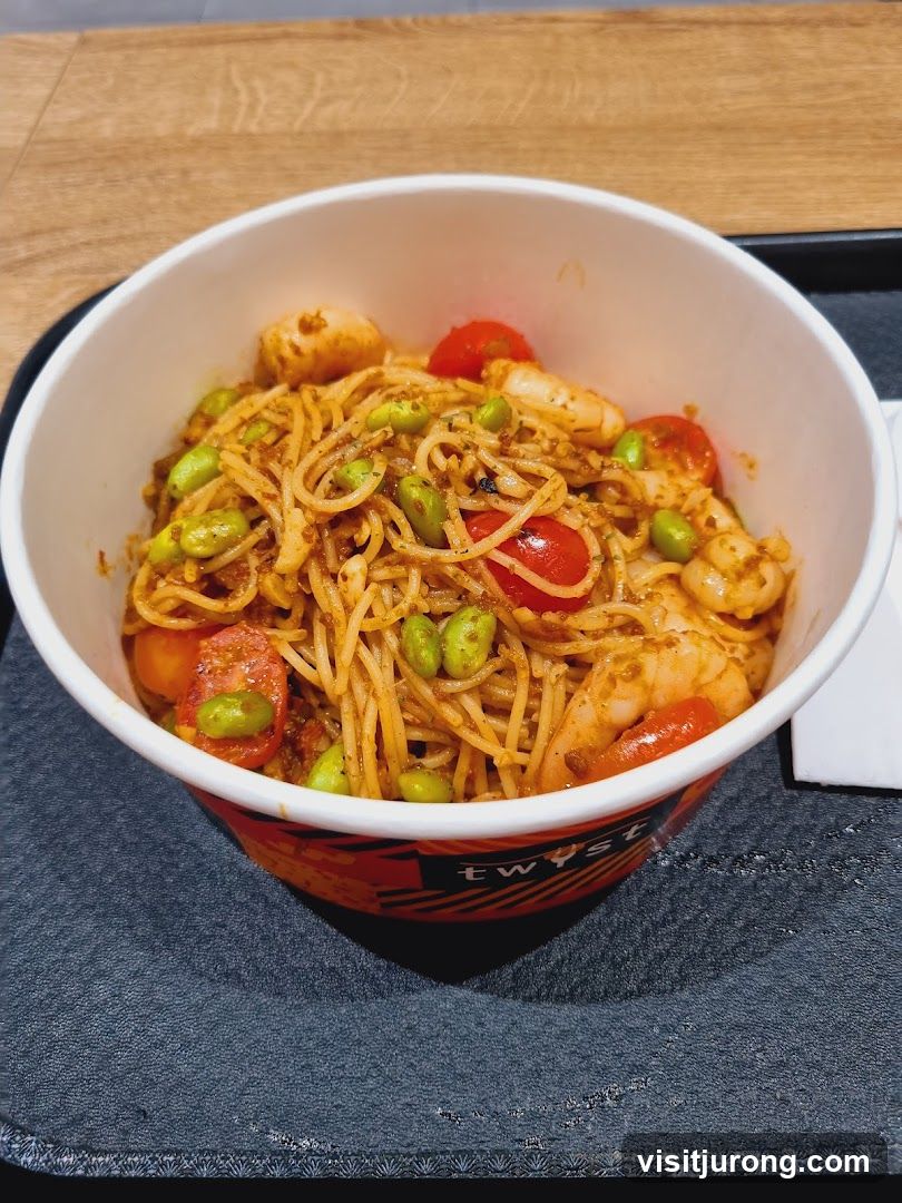 Spaghetti with Shrimp and Edamame