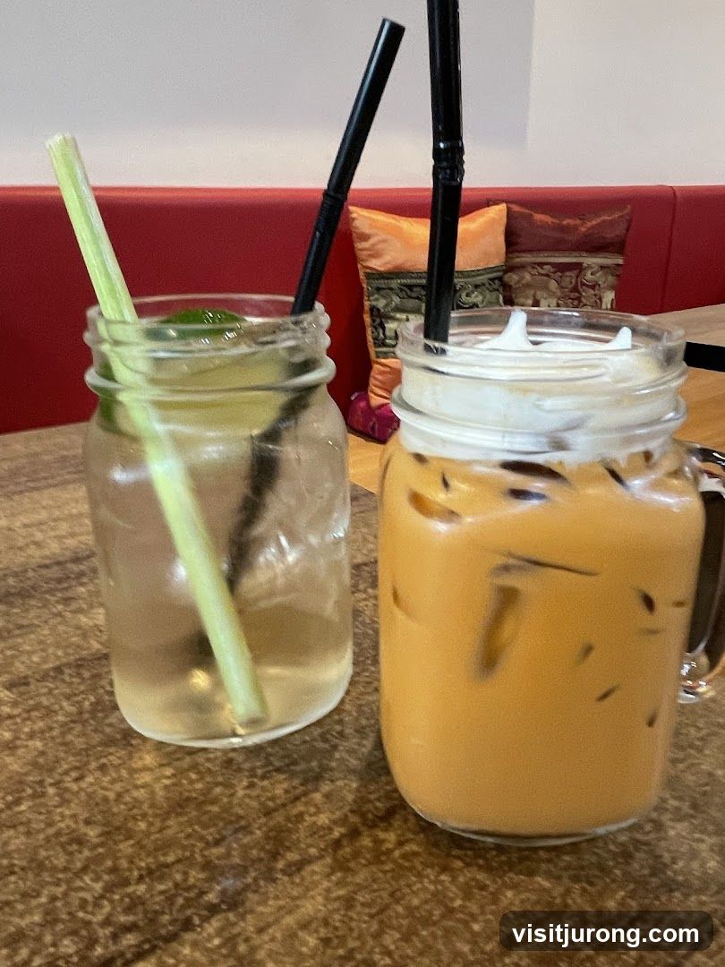 Two drinks on a table
