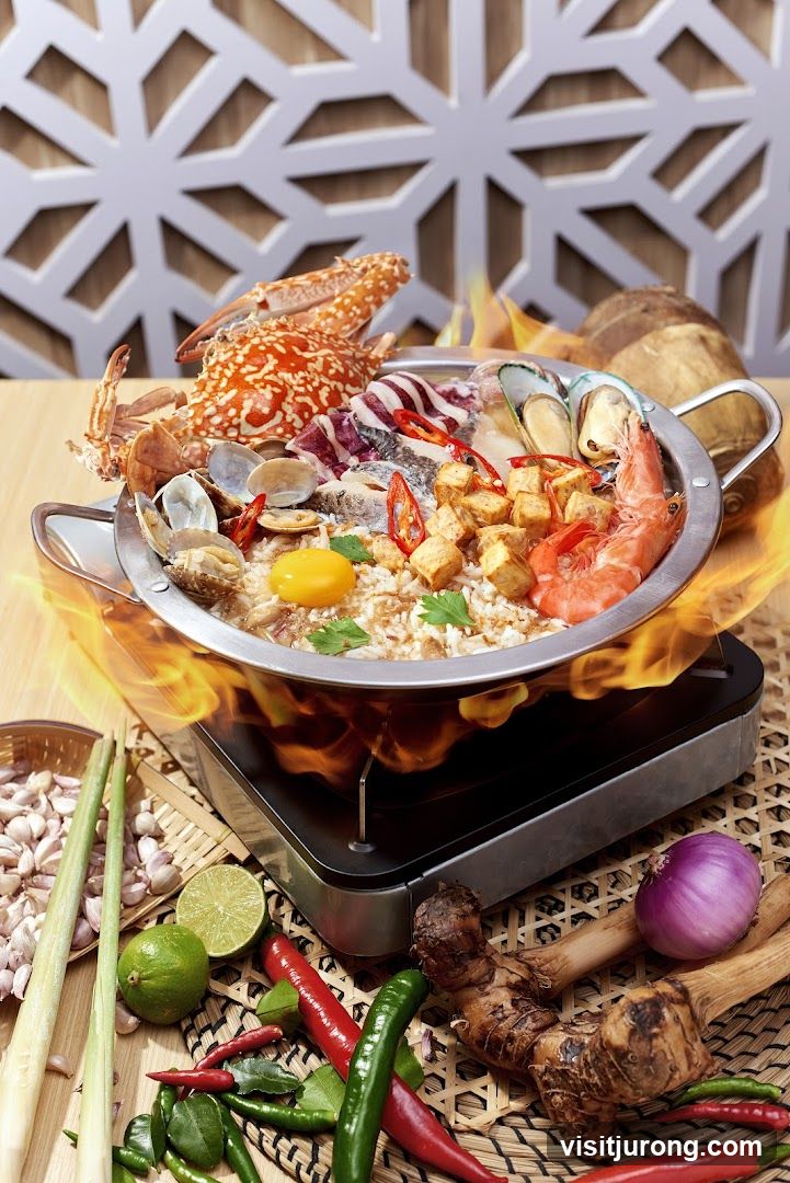 Seafood Rice Dish with Flames