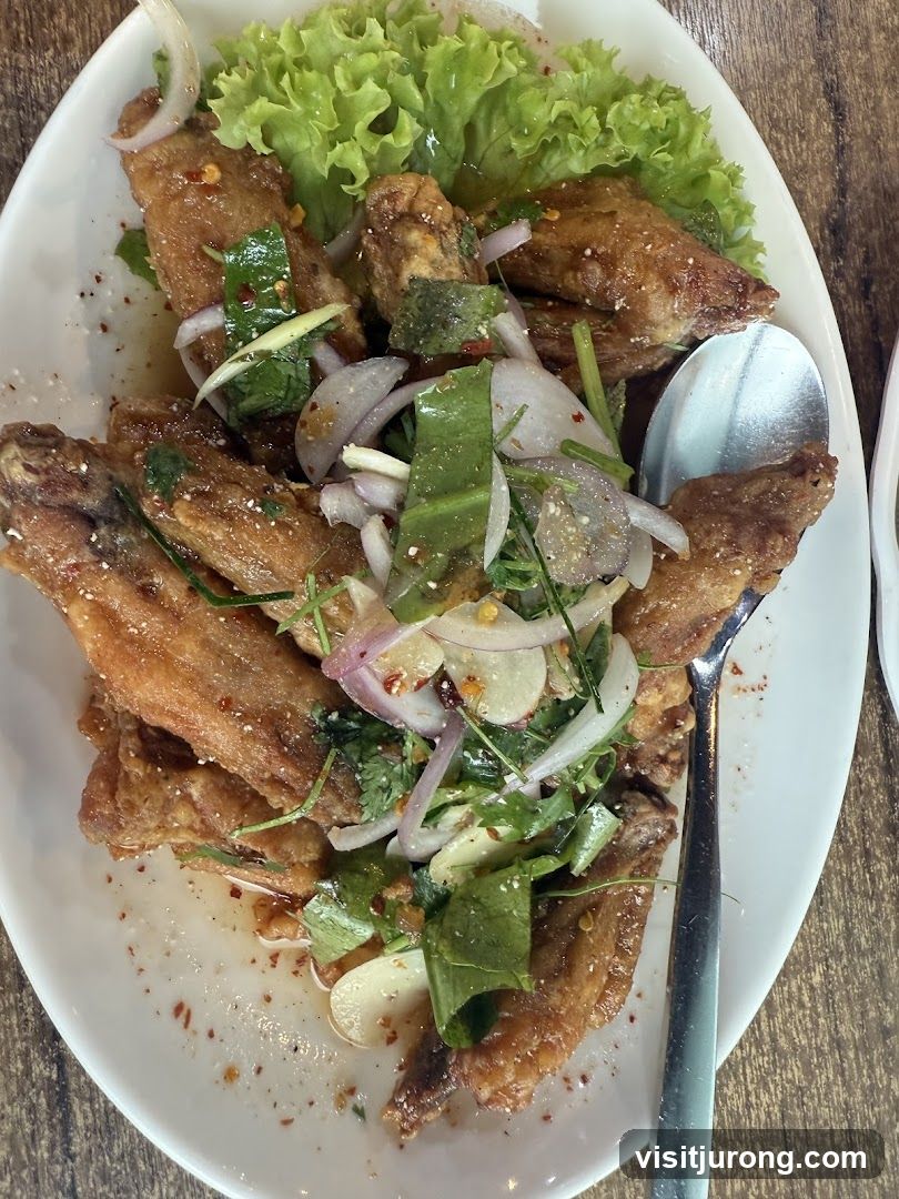 Fried Chicken Wings with Salad