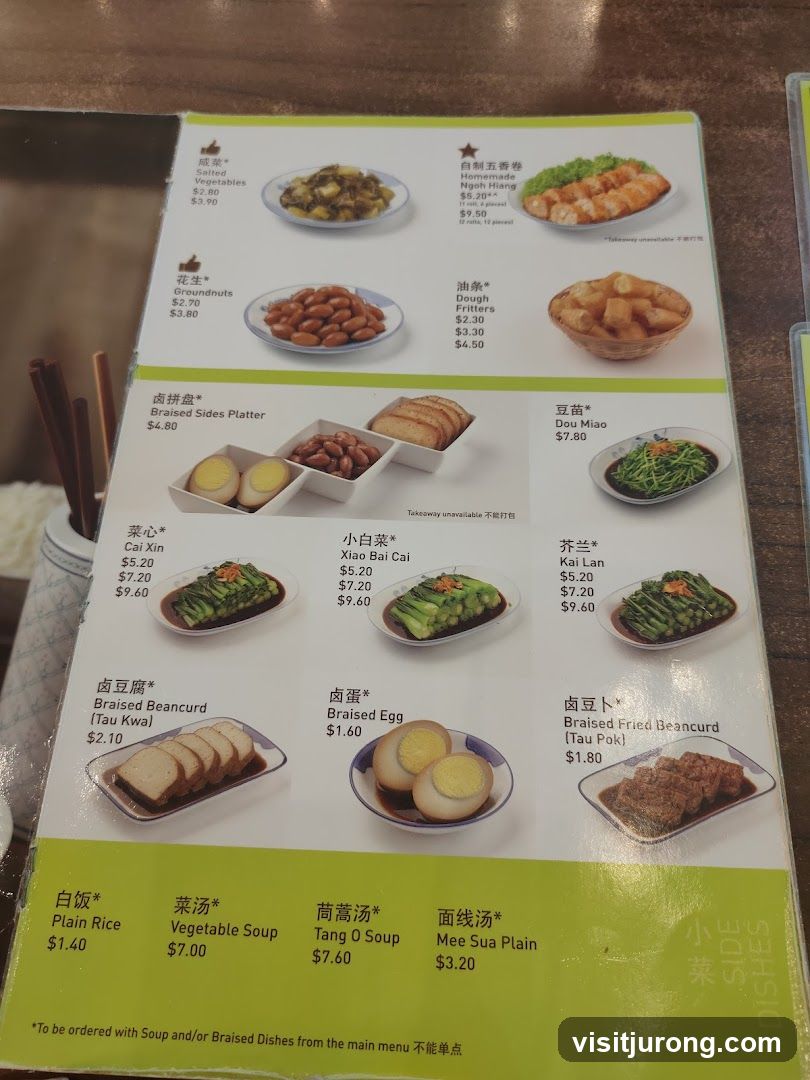 Menu with various dishes