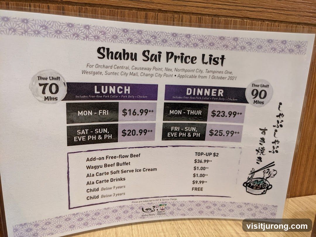 Shabu Sai Price List
