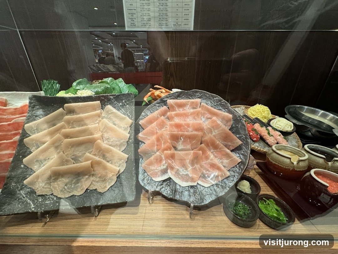 Slices of Meat and Ingredients for Hot Pot