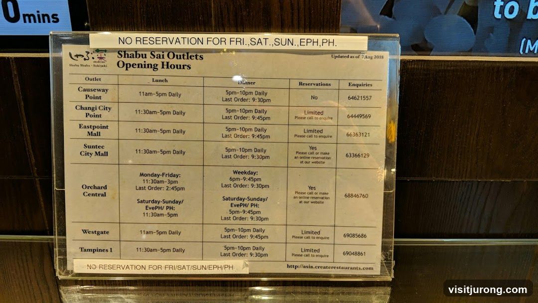 Shabu Sai Outlets Opening Hours
