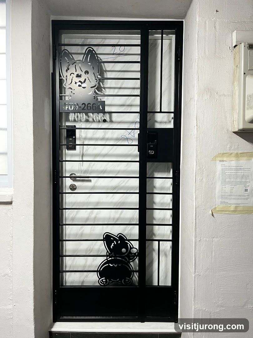 Metal Gate with Dog Decals