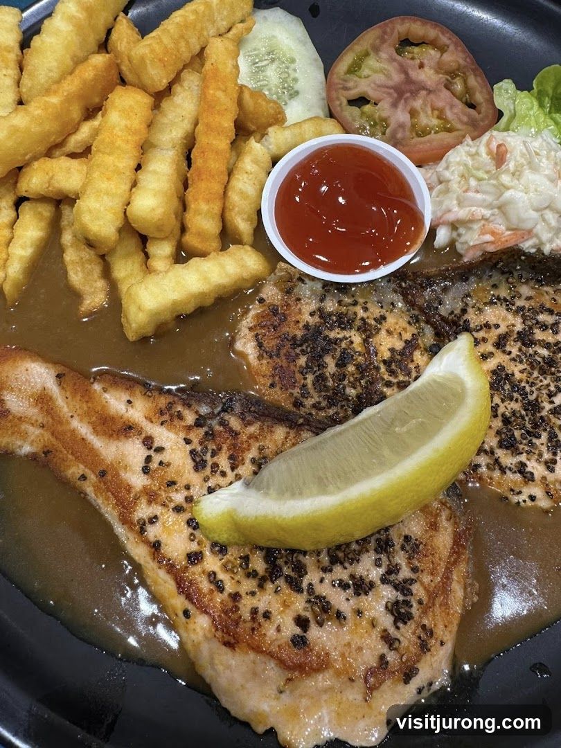 Salmon Steak with Fries