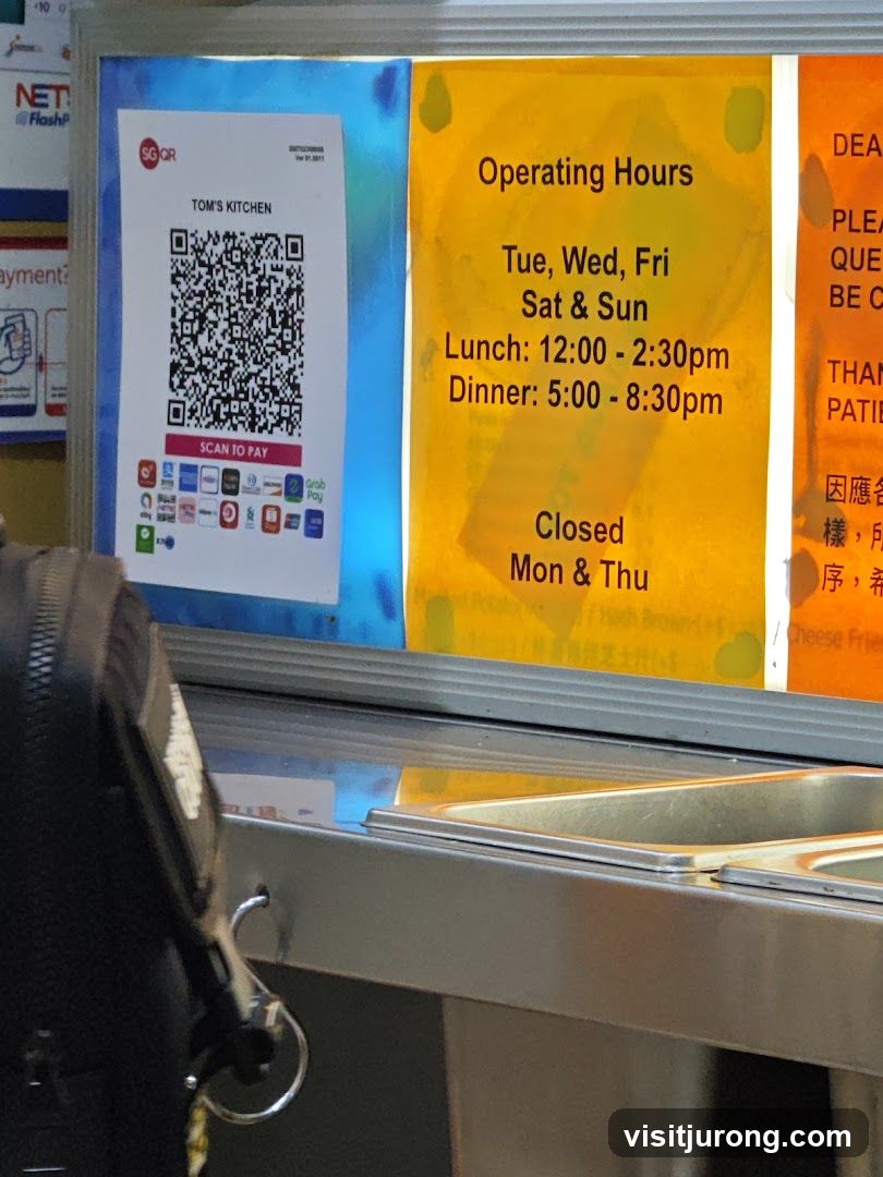 Tom's Kitchen Operating Hours and Payment Information