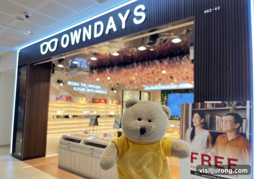 Eyewear store with teddy bear