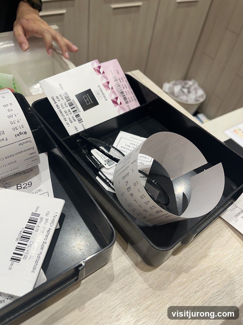 Eyeglass Receipts and Packaging