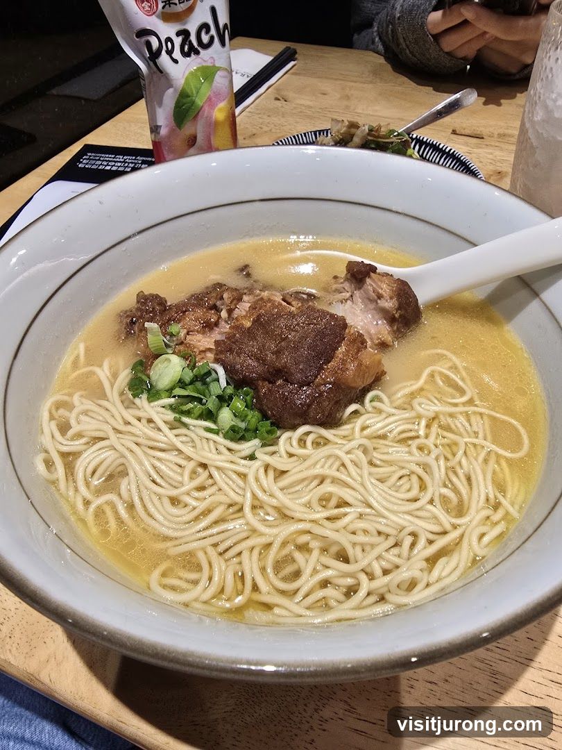 Ramen with Pork and Peach Drink
