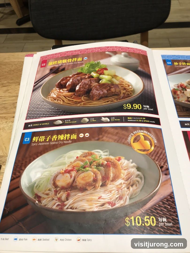 Menu Page with Noodle Dishes