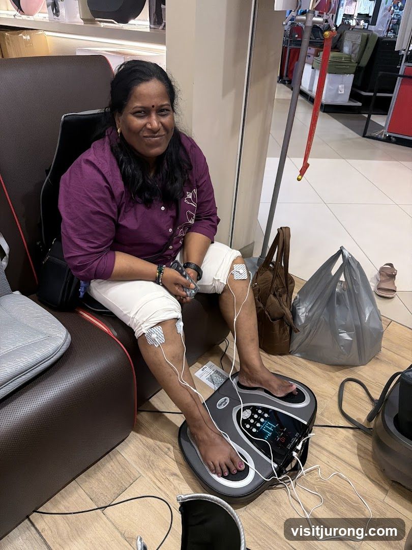 Woman using a foot massager